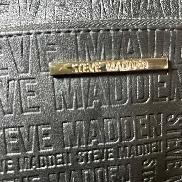 Steve Madden Black Faux Leather Crossbody Bag Purse Handbag Pocketbook W/Chain - Picture 13 of 14